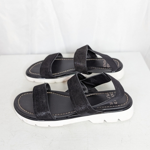 Donald J. Pliner Hollie Leather Metallic Elastic Strap Sandals - Picture 2 of 7